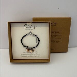 Vintage Demdaco Giving Collection Black Gold & Silver Crosses Charm Bracelet NIB